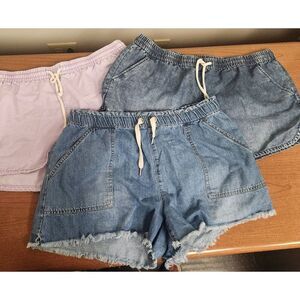 No Boundaries XL SET of 3 shorts with pockets. 1 purple and 2 denim